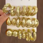 Gold Water Drop Hoop Earrings – Minimalist Luxe Huggie Hoops for WomenGold Water Drop Hoop Earrings - Image 3