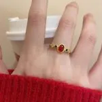 Matte Gold Enamel Ring - Retro Chinese Style Statement Jewelry - Image 4