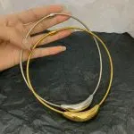 Minimalist Curved Tube Titanium Steel Choker – Fade-Resistant Metal Statement Necklace - Image 2