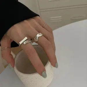 Irregular Vintage Block Ring – Distressed Minimalist INS Style Statement Ring
