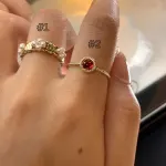 French Retro Pearl Flower Ring – Elegant Adjustable Stacking Ring for Women - Image 2