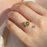 Vintage Olive Green Zircon Ring – Adjustable French Retro Style for Women - Image 6