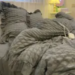 Korean Style Minimalist Lace Bedding Set – Ultra Soft 3/4 Piece Comforter Set for Dorm or Home - Image 3