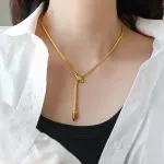 Silver Serpent Zircon Necklace for Women, Anti Tarnish Snake Bone Collarbone Chain