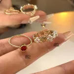 French Retro Pearl Flower Ring – Elegant Adjustable Stacking Ring for Women - Image 6