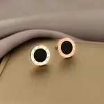 Titanium Steel Roman Numeral Stud Earrings Minimal Luxury Design - Image 9