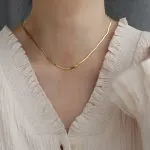 Mmalist Luxury Titanium Steel Snake Chain Necklace – Elegant Thin Plate Vintage Clavicle Jewelry for Women - Image 7