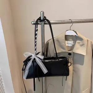 Women’s Bow Ribbon Shoulder Baguette Underarm Bag