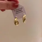 Irregular Gold Minimalist Hoop Stud Earrings - Image 2