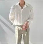 Loose Fit Wrinkle Texture Long Sleeve