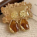 High-end retro coffee-colored earrings celebrity hot style temperament earrings - Image 6