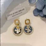 Asymmetric blue advanced exaggerated unique design earrings for women - Image 8