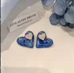 Asymmetric blue advanced exaggerated unique design earrings for women - Image 10