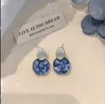 Asymmetric blue advanced exaggerated unique design earrings for women - Image 11