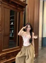 Floral Off-Shoulder Ruffle Blouse – Lace Trim Slim Fit Feminine Top - Image 8