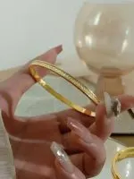 Full Crystal Titanium Steel Bangle Luxury Sparkle Design - Image 2