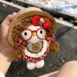 Cute Kitty Doll Keychain Plush Bag Charm – Curly Hair Bear Kitty Pendant Gift for Girls - Image 3
