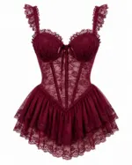 Floral Corset Nightdress with Built-In Bra Pad – Sweet & Sexy Fishbone Sleepwear Dress - Image 4