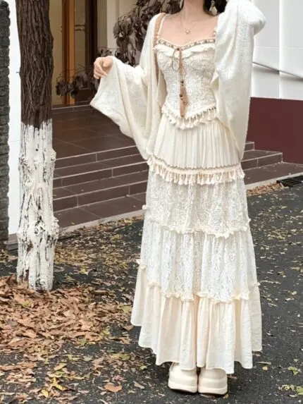 Misty Ocean Elegance New Chinese Style Two-Piece Skirt Set