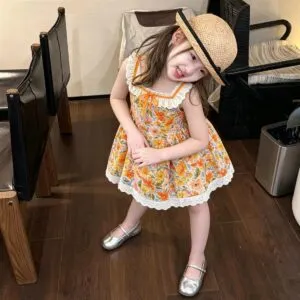 Summer Cotton Beach Vacation Princess Dress for Kids