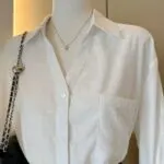 French Mint Linen Blend V-Neck Sun Protection Long Sleeve Shirt - Image 5