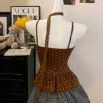 Lace Polka Dot Cami Top with Built-In Bra - Image 4