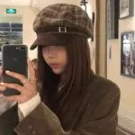 Vintage Brown Plaid Beret Hat - Image 4