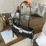 Vintage Polka Dot Lace Bow Baguette Shoulder Bag - Image 7