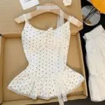 Lace Polka Dot Cami Top with Built-In Bra - Image 6