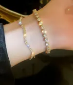 Korean INS Crystal Wave Geometric Adjustable Bracelet – Luxury Minimalist Statement Bangle - Image 4