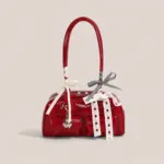 Korean Style Bowling Shoulder Bag – Large Capacity Bow Knot Handbag