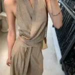 Old Money Striped Tie-Back Vest & Wide Leg Pants Co-Ord Set