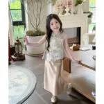 Girls' Chinese Hanfu Vest & Satin Skirt Set | New Chinese Style Summer 2-Piece Outfit - Image 5
