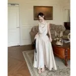 Women's Satin Cami Top & Midi Skirt Set | Asymmetrical Lace-Up 2-Piece Outfit