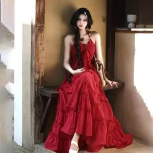 Backless Tiered Cami Maxi Dress