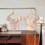 Square Neck Off-Shoulder Puff Sleeve Lace Blouse - Image 3