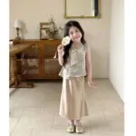 Girls' Chinese Hanfu Vest & Satin Skirt Set | New Chinese Style Summer 2-Piece Outfit - Image 6