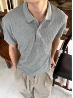 Textured Knit Polo Shirt - Image 7