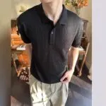 Textured Knit Polo Shirt - Image 2