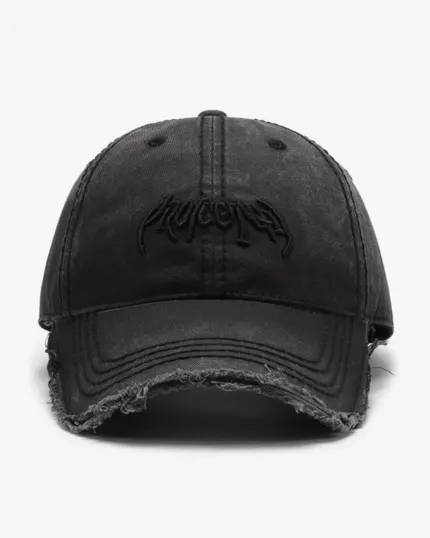 Vintage Washed Embroidered Baseball Cap – Korean Street Style Distressed Letter Dad Hat