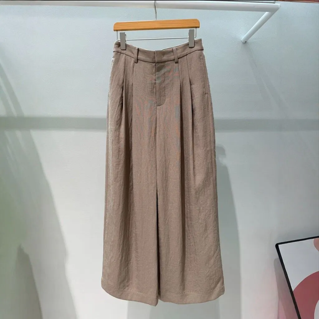 Weixin Image_2026-07-22_174930_658 Summer Light Army Green Wide Leg Pants | High Waist Cooling Casual Trousers - Image 1