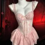 Floral Corset Nightdress with Built-In Bra Pad – Sweet & Sexy Fishbone Sleepwear Dress - Image 7