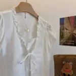 Plus Size Lace Trim Tie-Front Shirt - Image 6