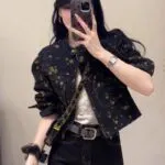 Vintage Floral Print Denim Jacket