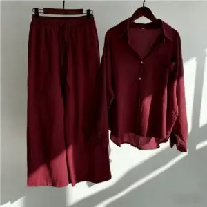 Women’s Summer Loose 2-Piece Co-Ord Set with Wide-Leg Pants