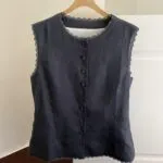 Linen Lace Trim Sleeveless Tank Top - Image 4