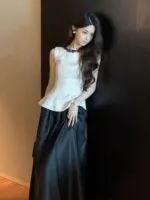 Sleeveless Waist-Fitted Top & High-Waist Skirt - Image 2