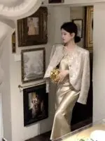 Chic Satin Two-Piece Dress Set - Image 2