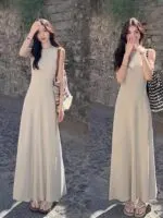 Ribbed Round Neck Waist-Defining Maxi Dress - Image 7