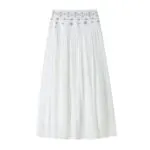 Beaded Rhinestone Beige A-Line Maxi Skirt - Image 8